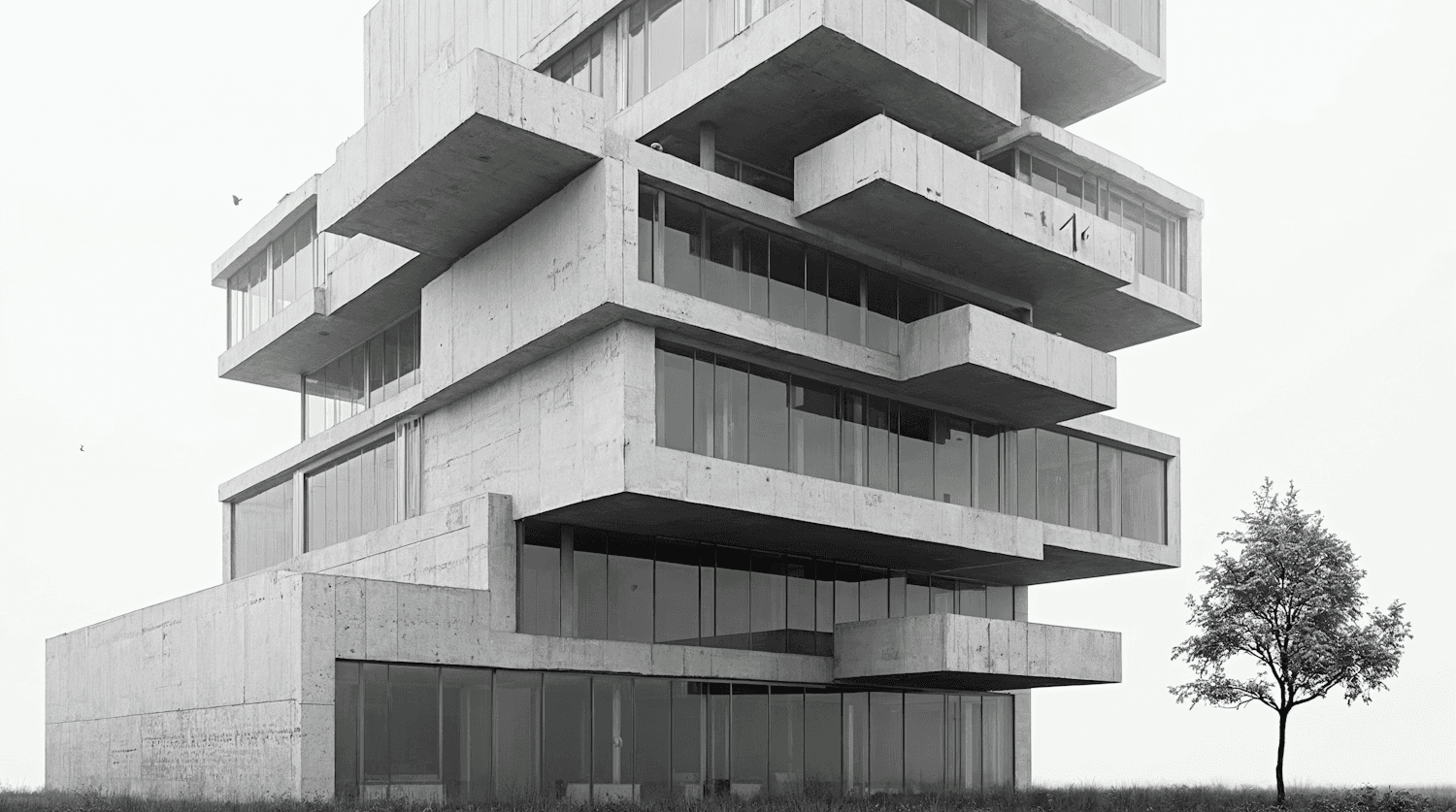The Alder Exchange, a stack of offset board-formed concrete floors with deep glazed bands