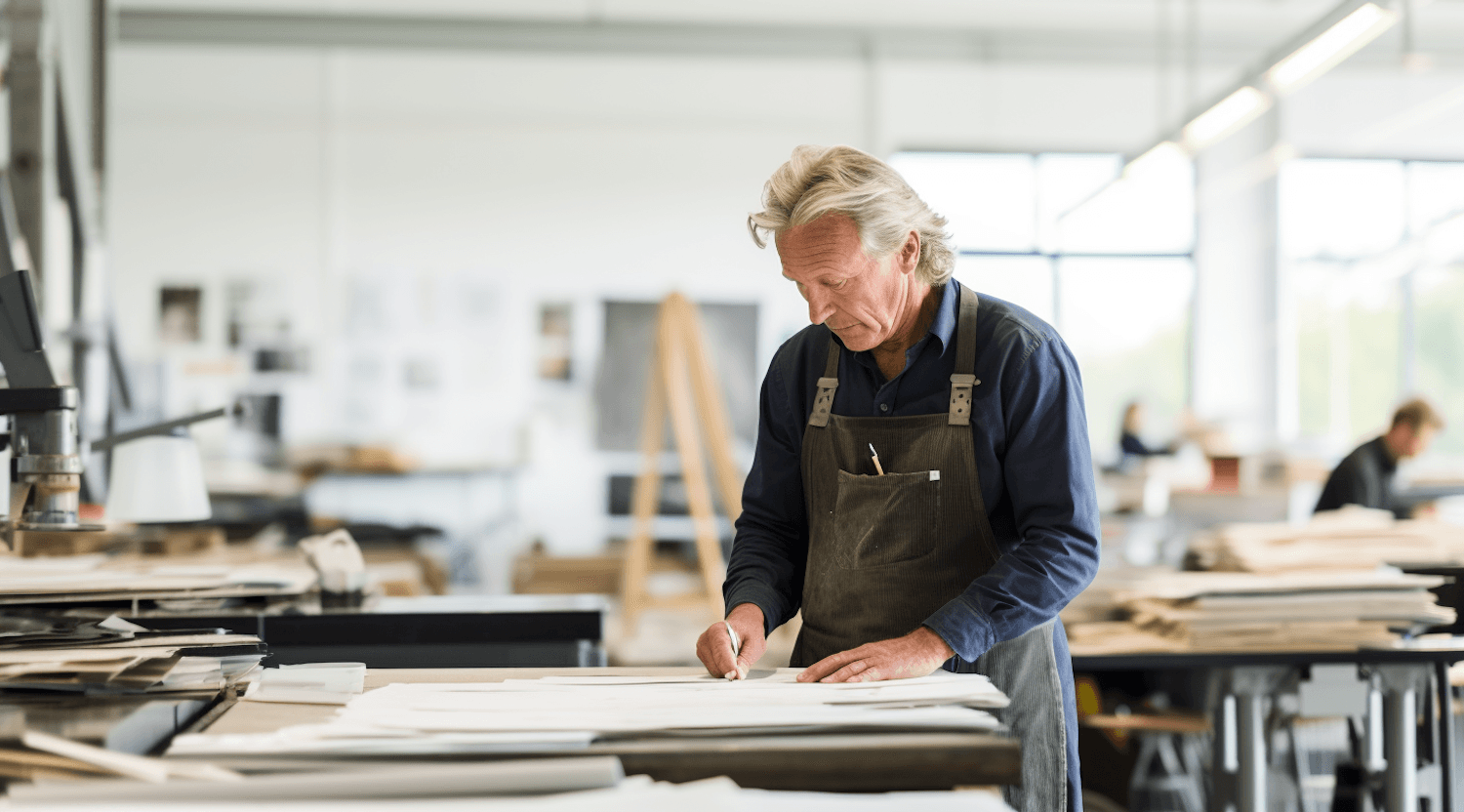 Portrait of Sander Kool at a workbench